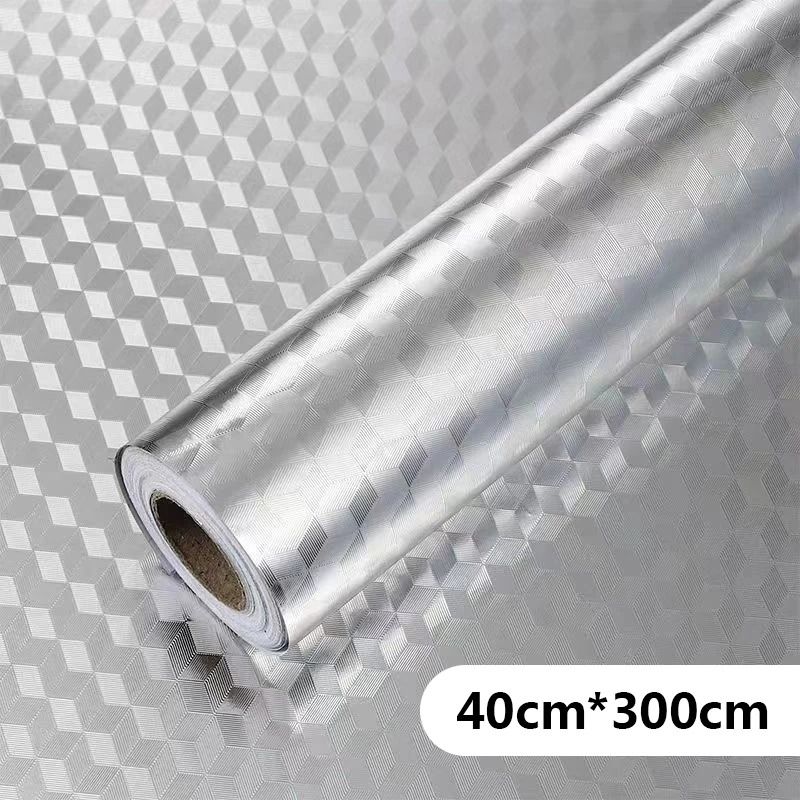 Aluminum Foil Kitchen Oil Proof Self Adhesive Sticker 40x300 cm