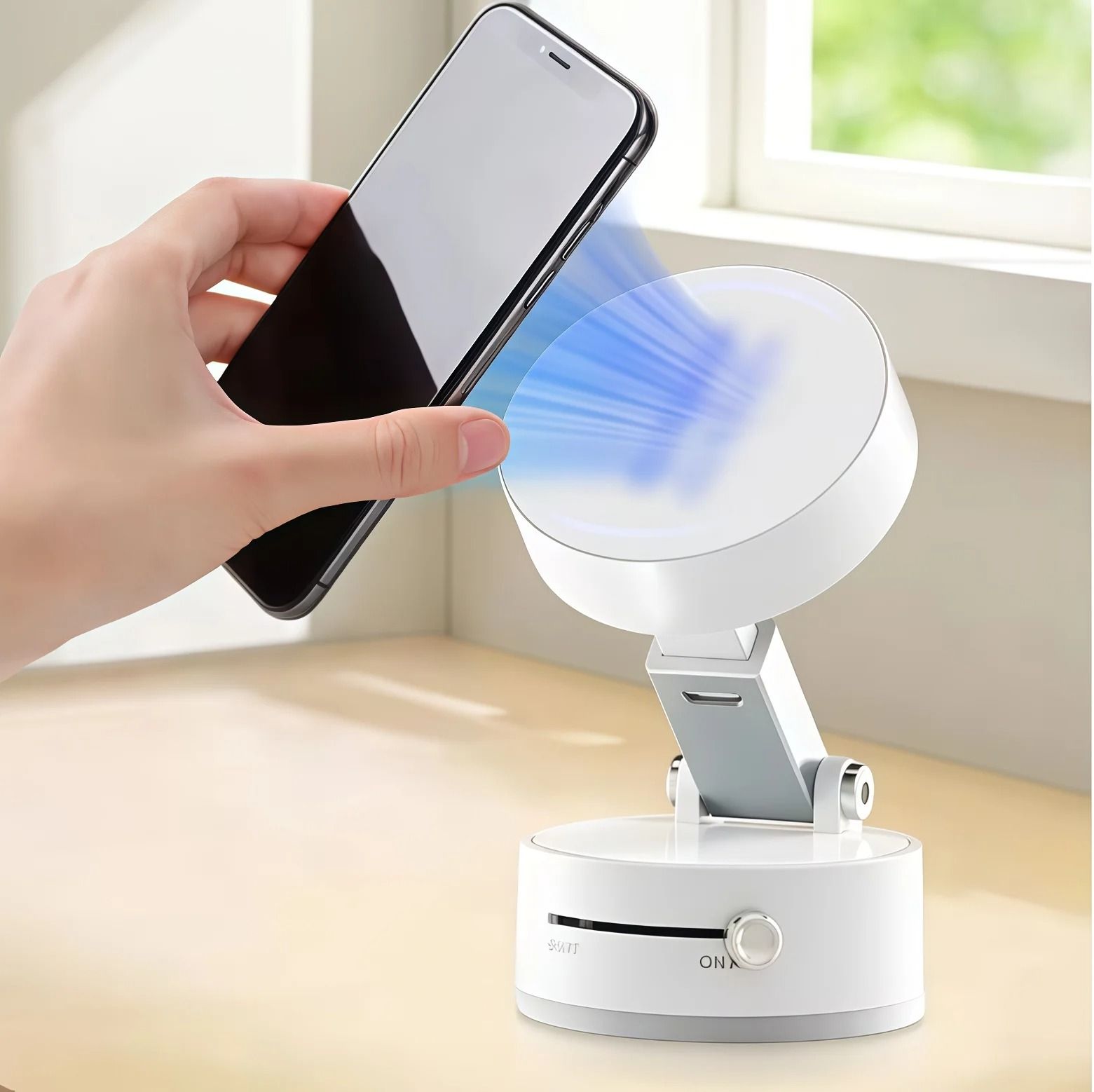 Foldable Magnetic Vacuum Suction Phone Holder with Double Sided Cup for Home and Car