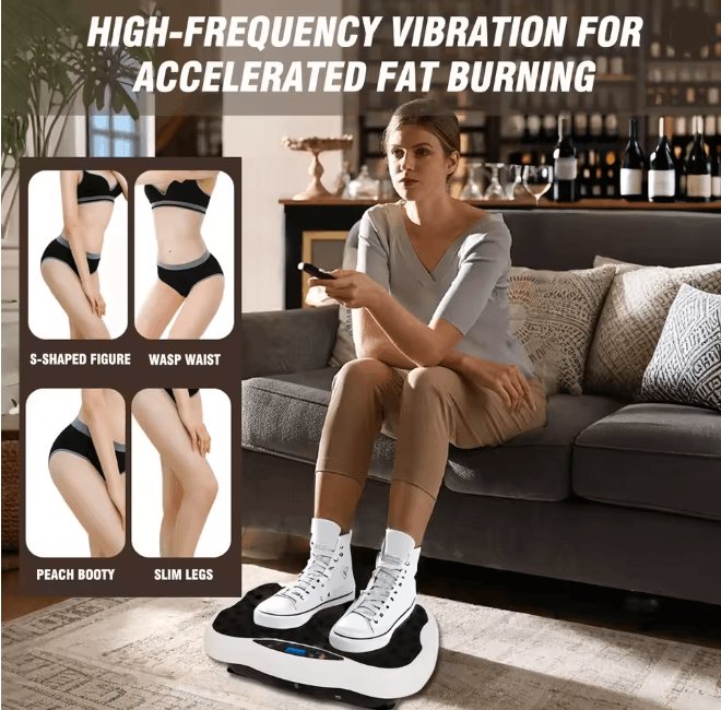 Full Body Vibration Plate Exercise Machine with Resistance Bands and Remote