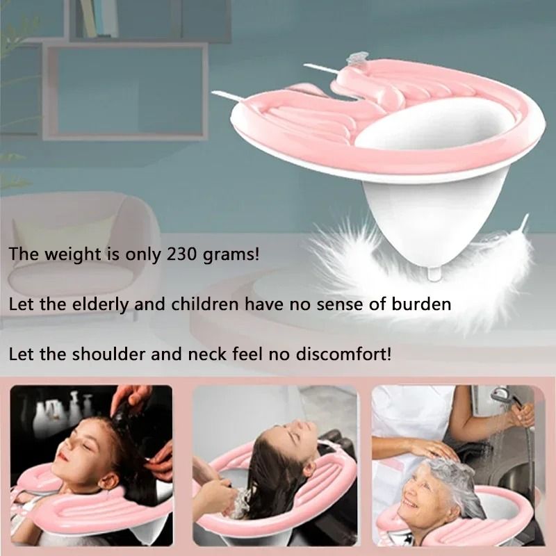 Inflatable Portable Shampoo Basin for Hair Washing with Foldable Design for Elderly and Home Care Use