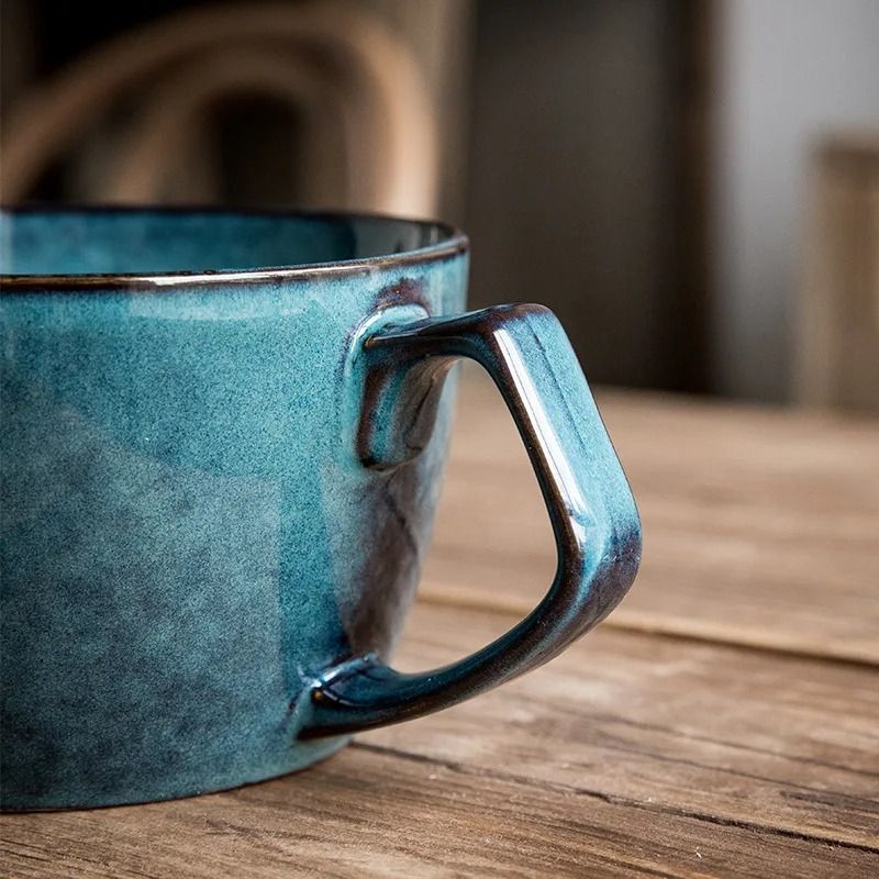 Sydney Blue Large Capacity Ceramic Oat Cup