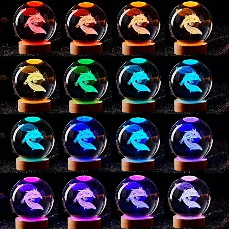 3D Laser Engraved Crystal Ball Night Light