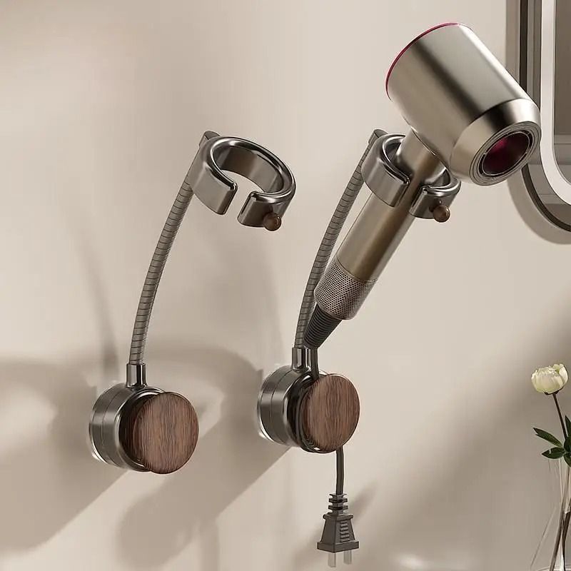Rotatable Wall Mounted Hair Dryer Holder with Adjustable Arm