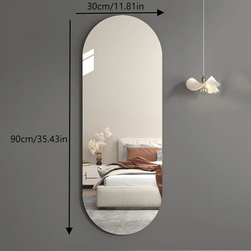 Arched Acrylic Full Length Mirror Self Adhesive Frameless Wall Mirror