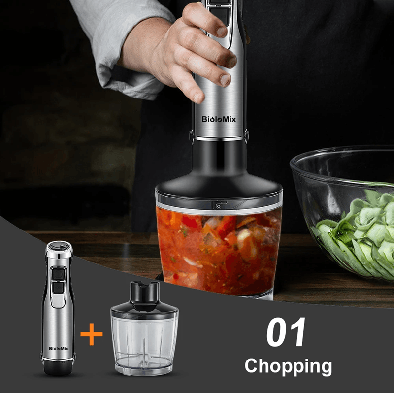 BioloMix 4 in 1 Hand Blender with Chopper and Smoothie Cup