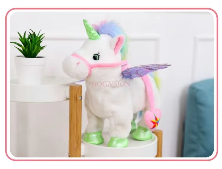 Walking and Singing electric plush unicorn with Leading Rope for Kids