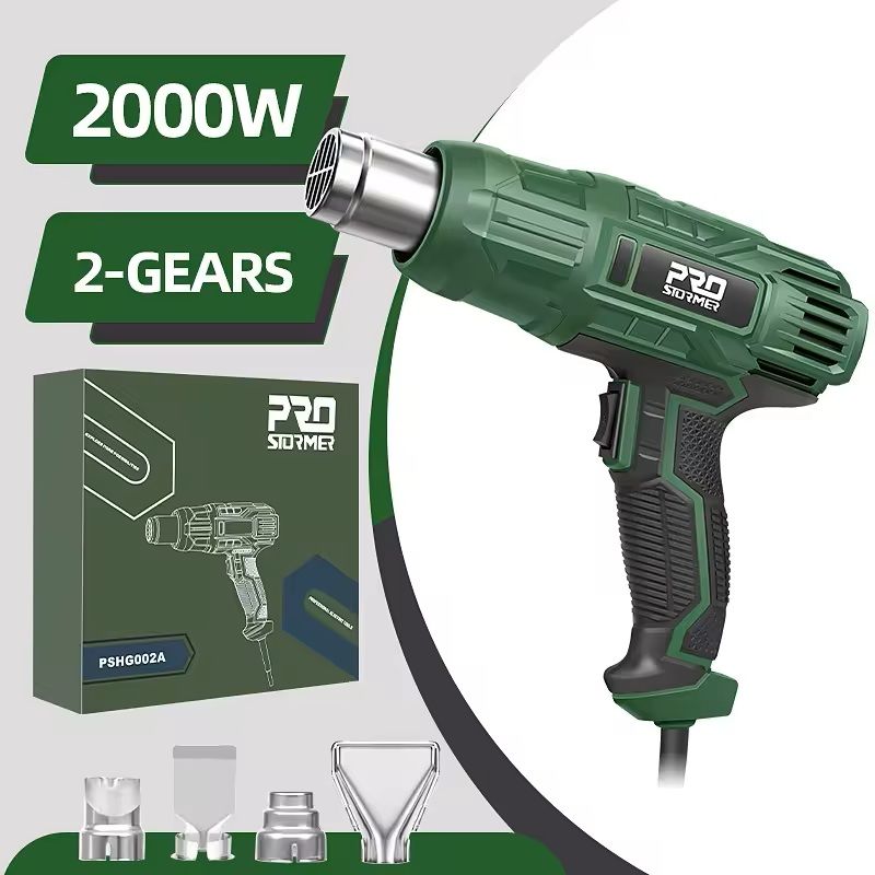 Electric Heat Gun with Adjustable Temperature and Nozzle Attachments