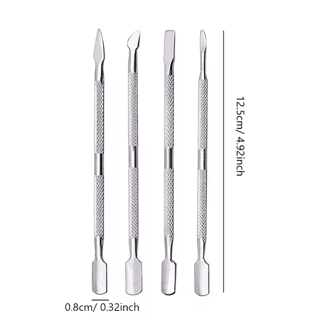 Stainless Steel Cuticle Remover and Pusher Set Double Sided 4 Piece