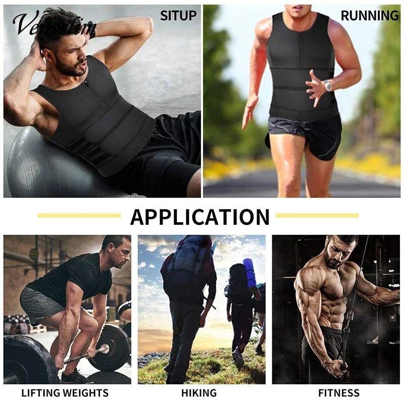 Mens Compression Vest Waist Trainer Body Shaper with Sauna Sweat Effect