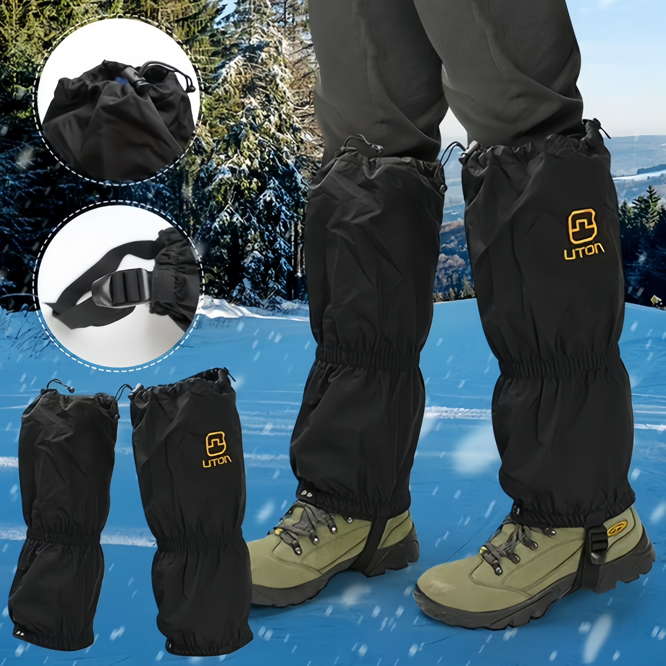 Adjustable Trail Leg Gaiters, Waterproof, Winter, Desert Sandproof Gaiters for Hiking, Walking, Hunting Boots
