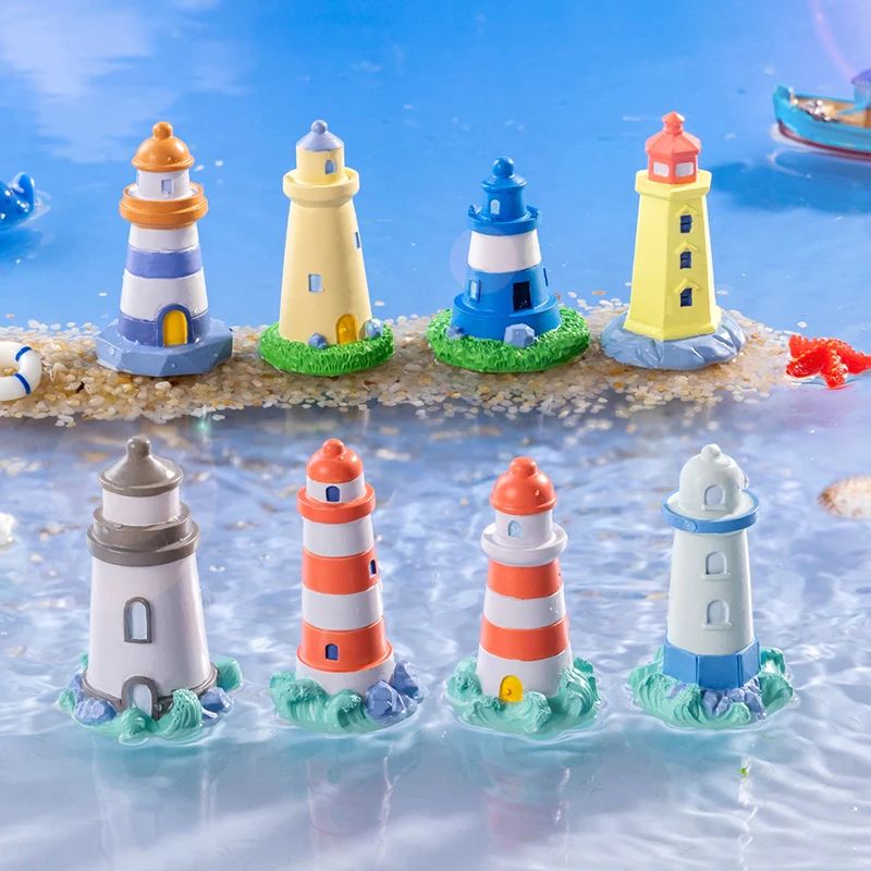 Coastal Mini Lighthouse Figurine – Mini Ocean Decor for Fairy Gardens & Home Accents