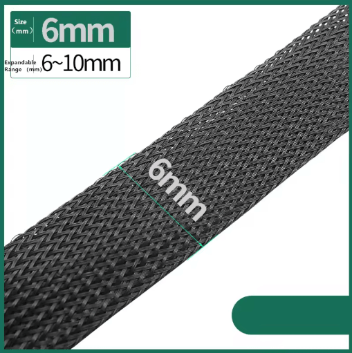 Black PET Braided Cable Sleeving Expandable Wire Protection Sleeve 4 to 25mm 1 yo 50m