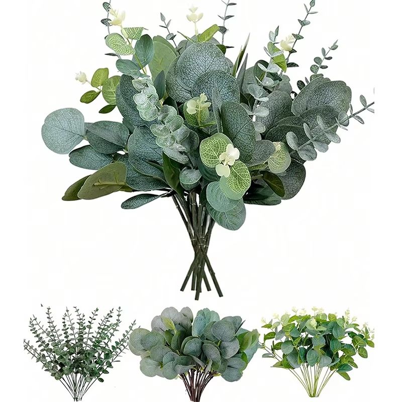 Artificial Eucalyptus Bouquet Set Faux Greenery Stems for Home and Event Decor