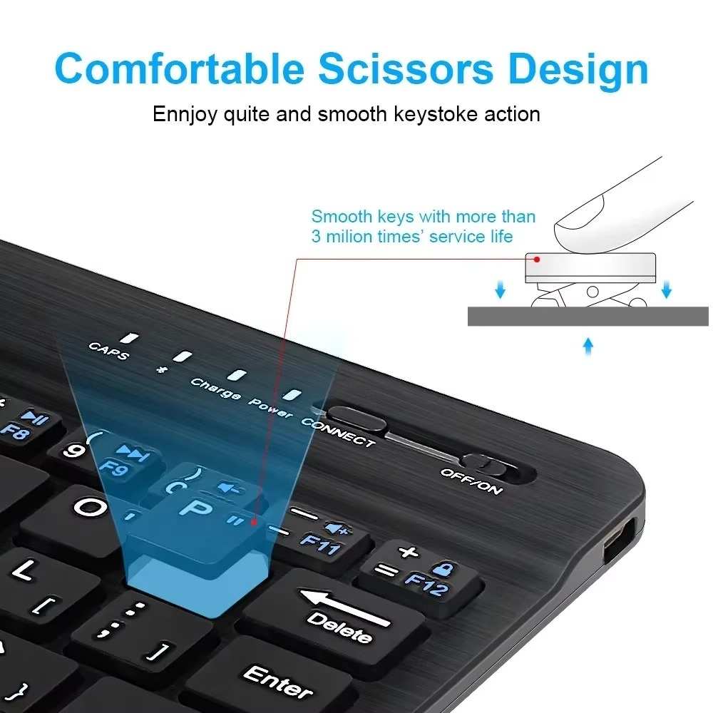 Silent Mini Wireless Keyboard Bluetooth Rechargeable Gaming Keyboard