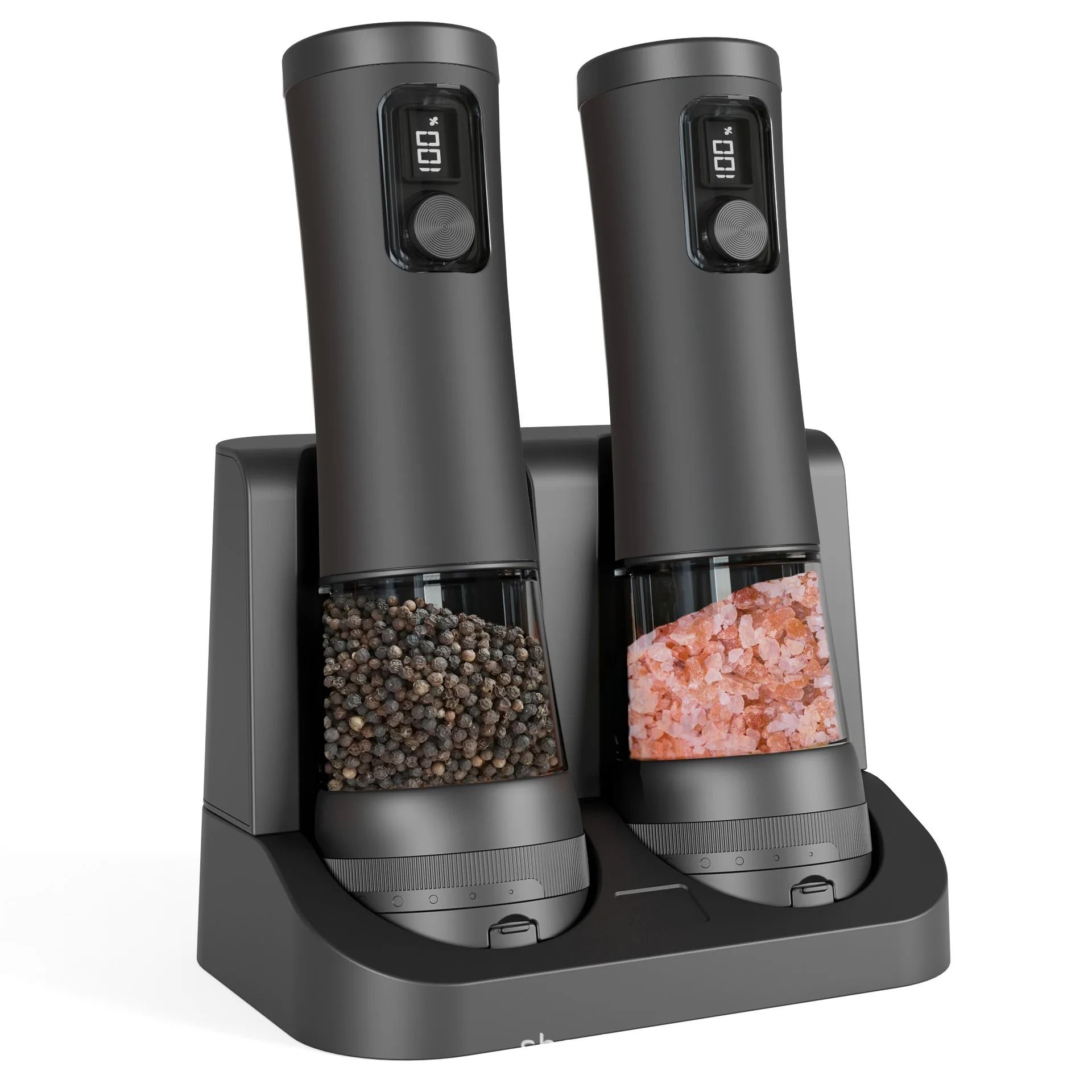 Rechargeable Electric Salt & Pepper Grinder Set – Dual Charging Base & LED Display