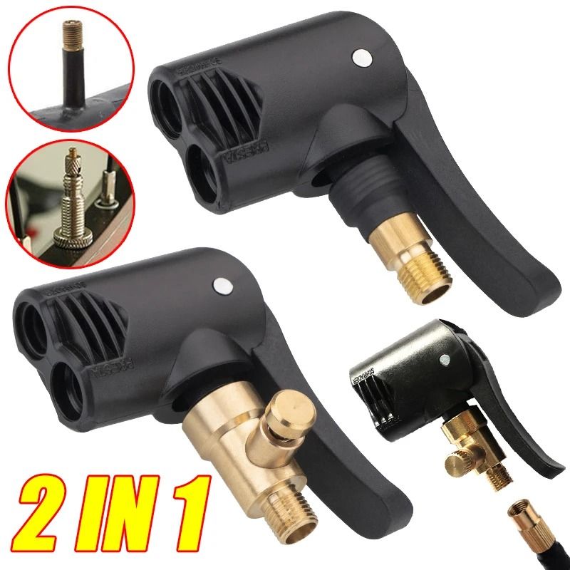 DualFlex Bicycle Pump Adapter Air Chuck Inflator Valve Connector for Bikes and Motorcycles