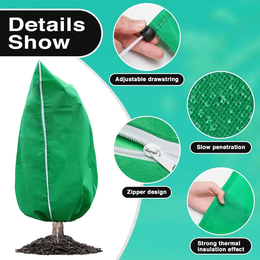 Reusable Frost Protection Plant Cover with Zipper Drawstring Anti Freeze Garden Blanket