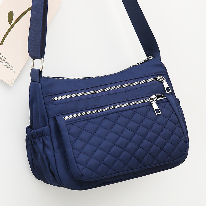Womens Waterproof Nylon Shoulder Bag with Multi Pockets Stylish Travel Messenger Bag