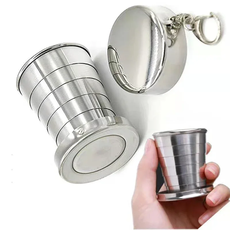 Stainless Steel Folding Cup, Camping Cookware, Retractable Cup, Teacups, Teaware, Camp Utensils, Tableware, Folded Cup