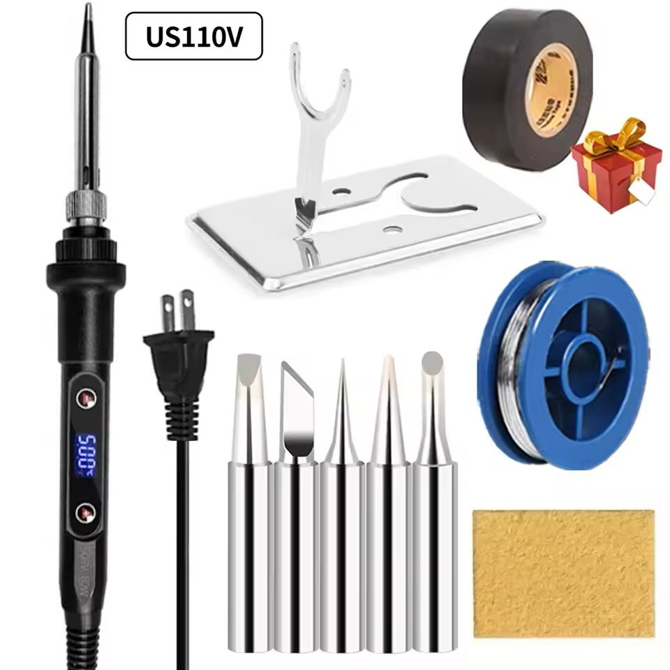 Electric Soldering Iron Kit with LCD Display Adjustable Temperature 16 Piece Set