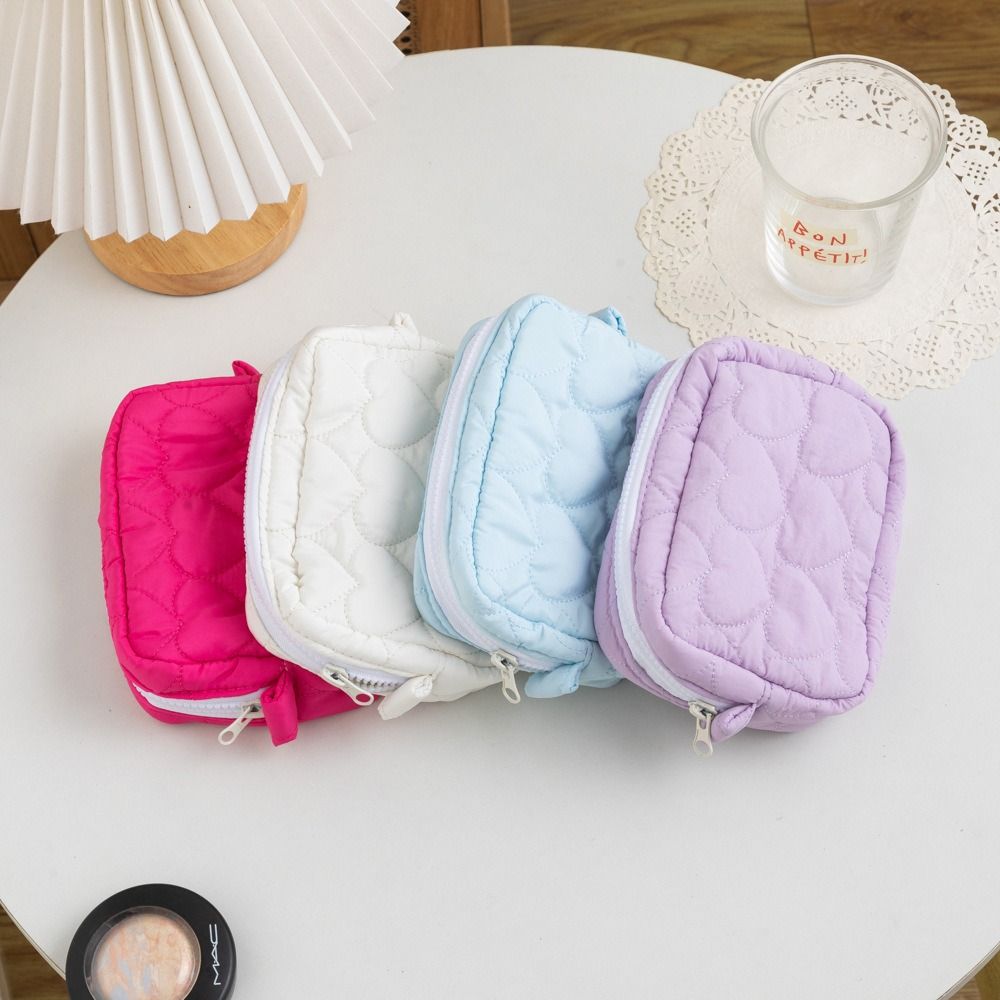 Fashion Mini Cosmetic Pouch, Cute Student Travel Storage Bags, Large Capacity Love Heart Design, Women Clutch Handbags