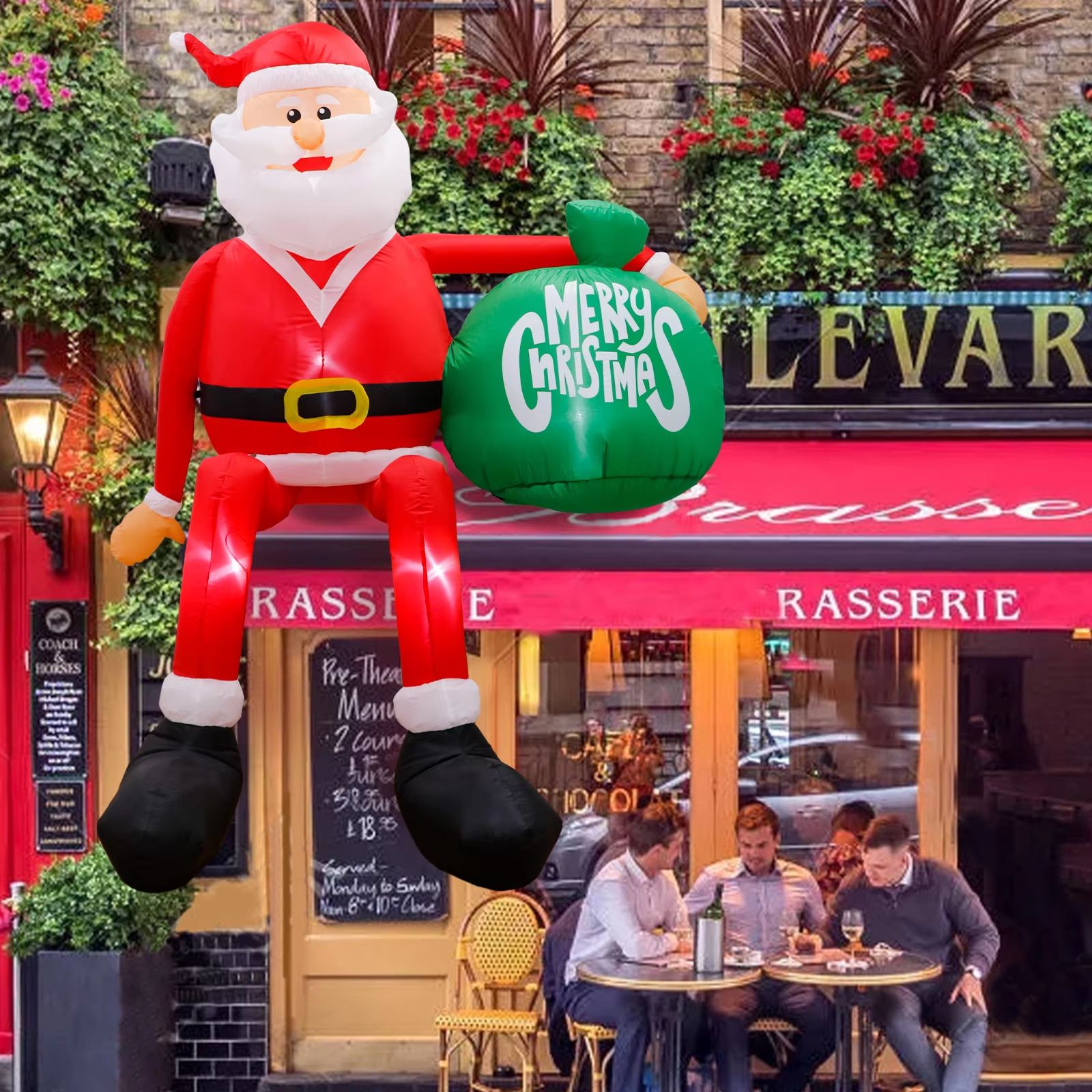 Giant 8FT LED Climbing Santa Inflatable – Premium Outdoor Christmas Decoration