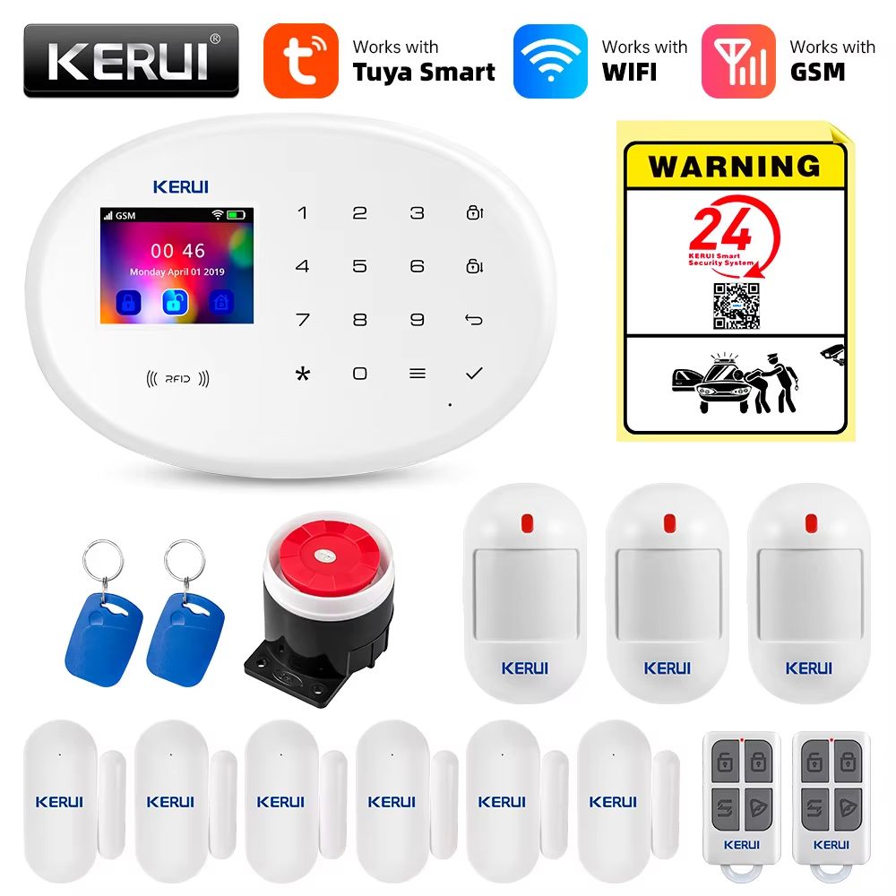 Tuya Smart 4.3-Inch WiFi + GSM Home Security Alarm System with Temperature Display
