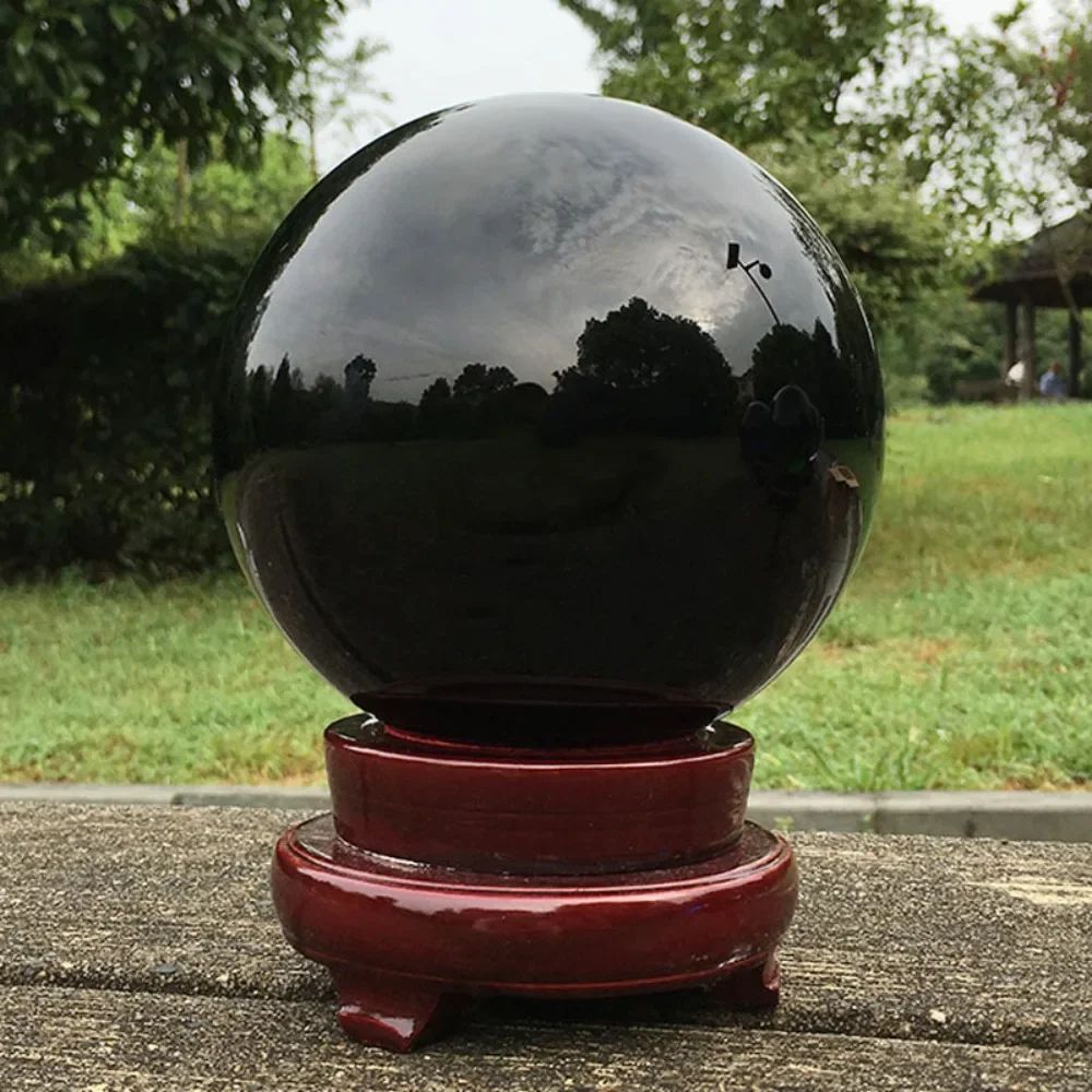 Black Tourmaline Quartz Sphere for Protection Decor and Meditation