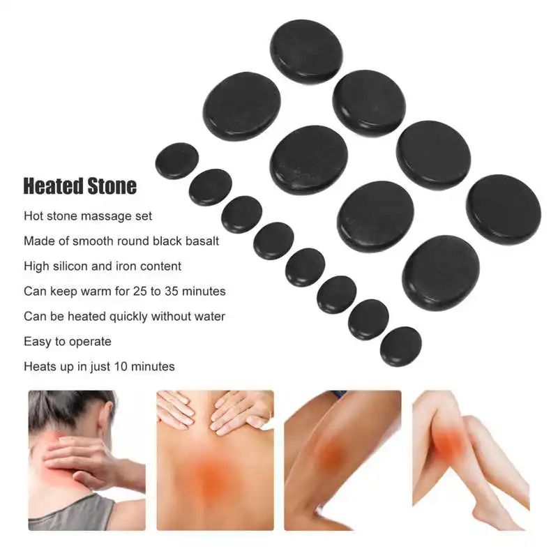 Hot Massage Stones Kit, Warming Therapy Reduce Pain Waterless Heating, SPA Essential Oil Heated Rocks Set