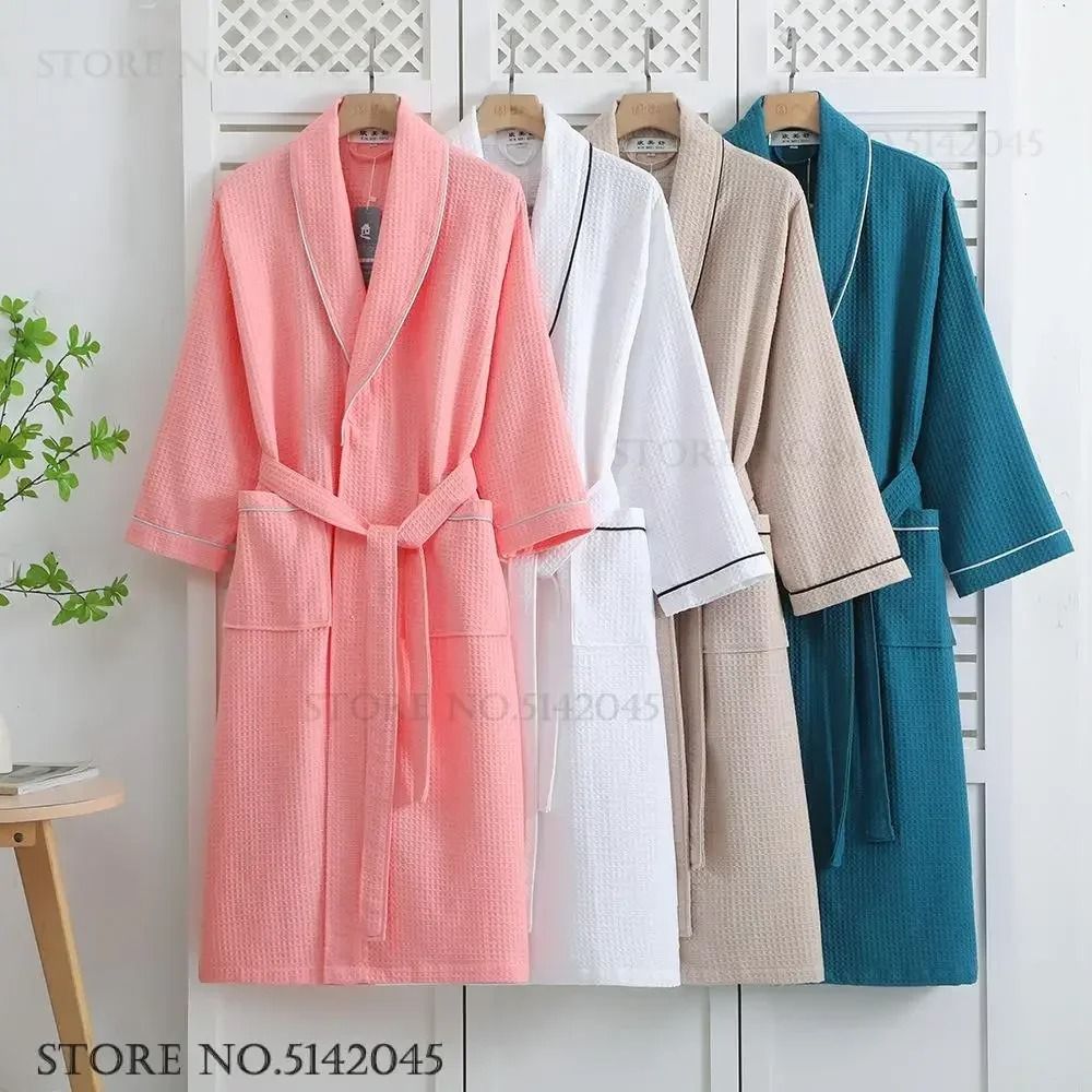 100% Cotton Couple Waffle Robe – Professional Kimono Bathrobe & Casual Summer Loungewear