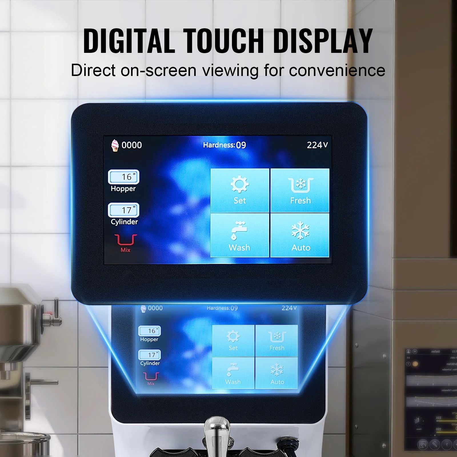 Commercial Soft Serve Ice Cream Machine with Touch Screen Auto Clean and Pre Cooling
