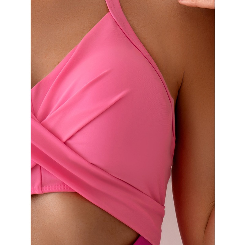 Fashion Cross Back Swimsuit Women, Sexy Solid Jumpsuit Bikini Set, Waist Hollowed Out Women Swimsuit
