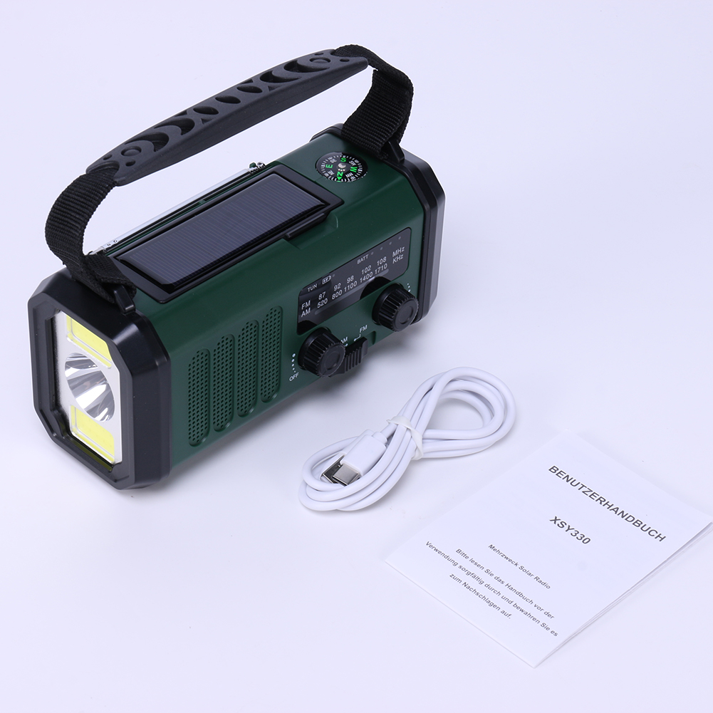 Hand Crank Emergency Radio with Solar Charging, Flashlight and Power Bank