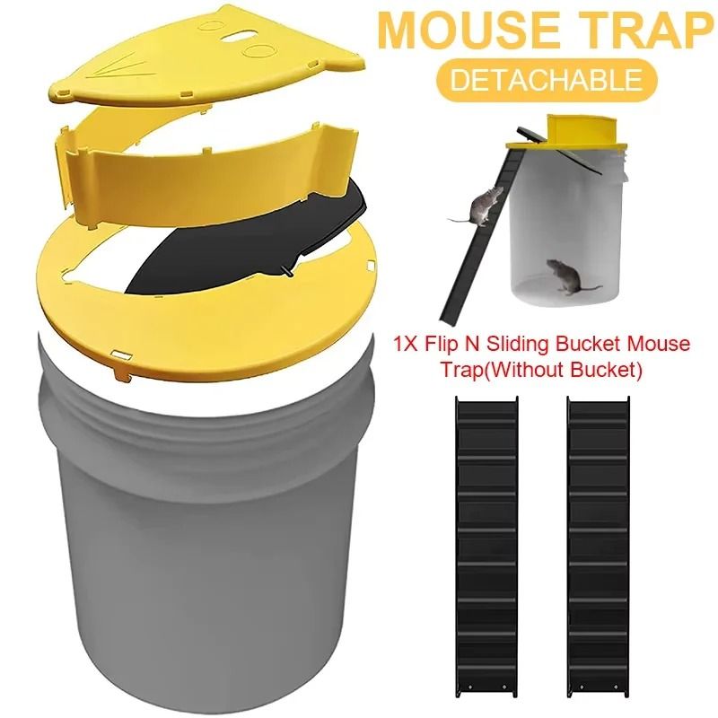Automatic Smart Bucket Mouse Trap with Flipping Lid and Reset Function