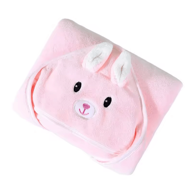 SnuggleHood Coral Fleece Baby Bath Towel Hooded Swaddle Wrap