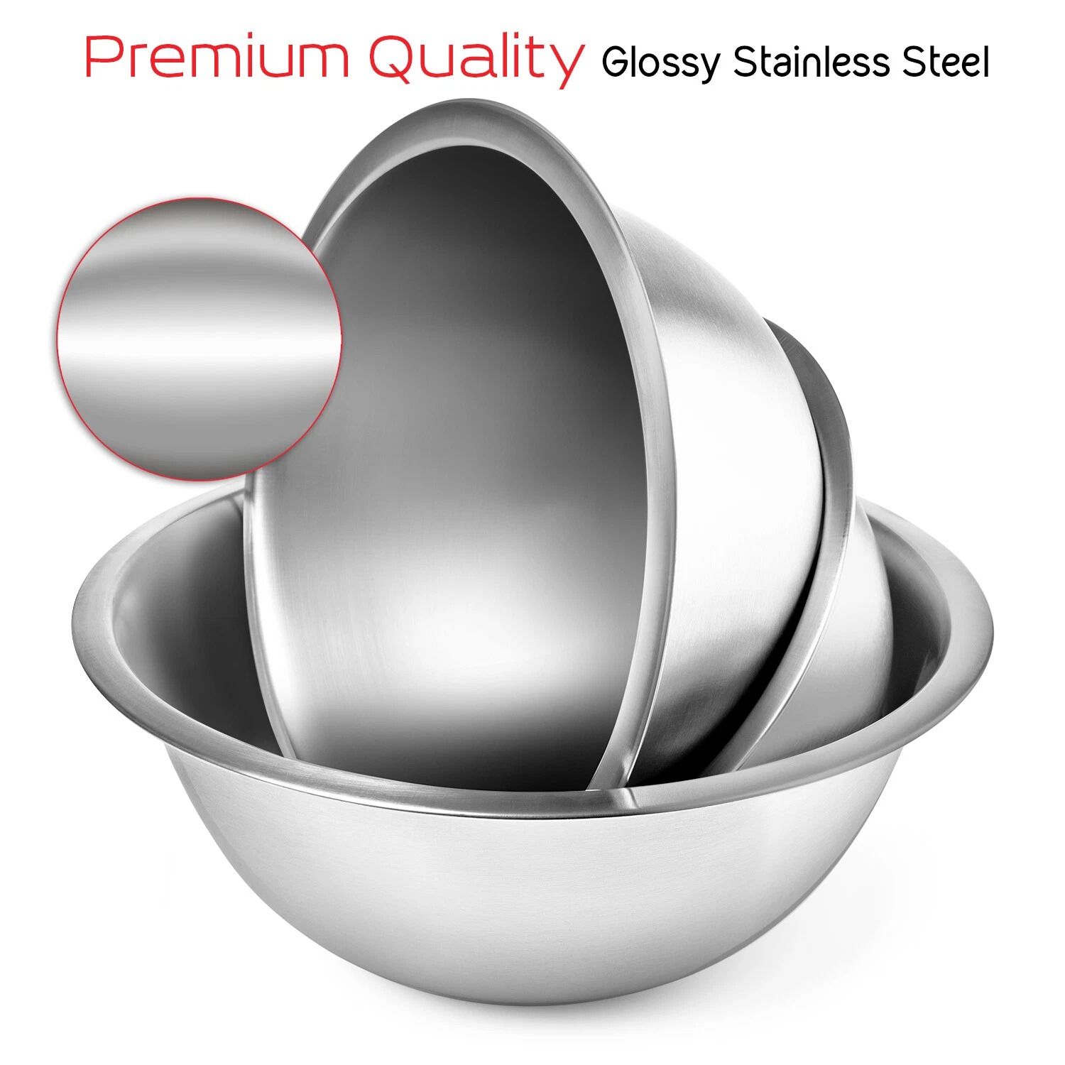 Stainless Steel Mixing Bowls Set with Measuring Cups and Spoons Nesting Kitchen Prep Bowl Set
