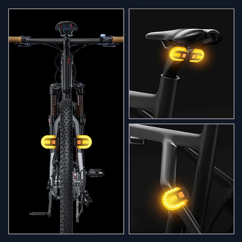 Wireless Bicycle Turn Signal Light USB Rechargeable Rear Safety Lamp