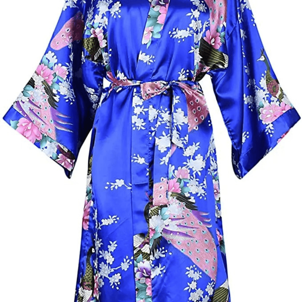 Floral Satin Kimono Robe for Bride and Bridesmaid