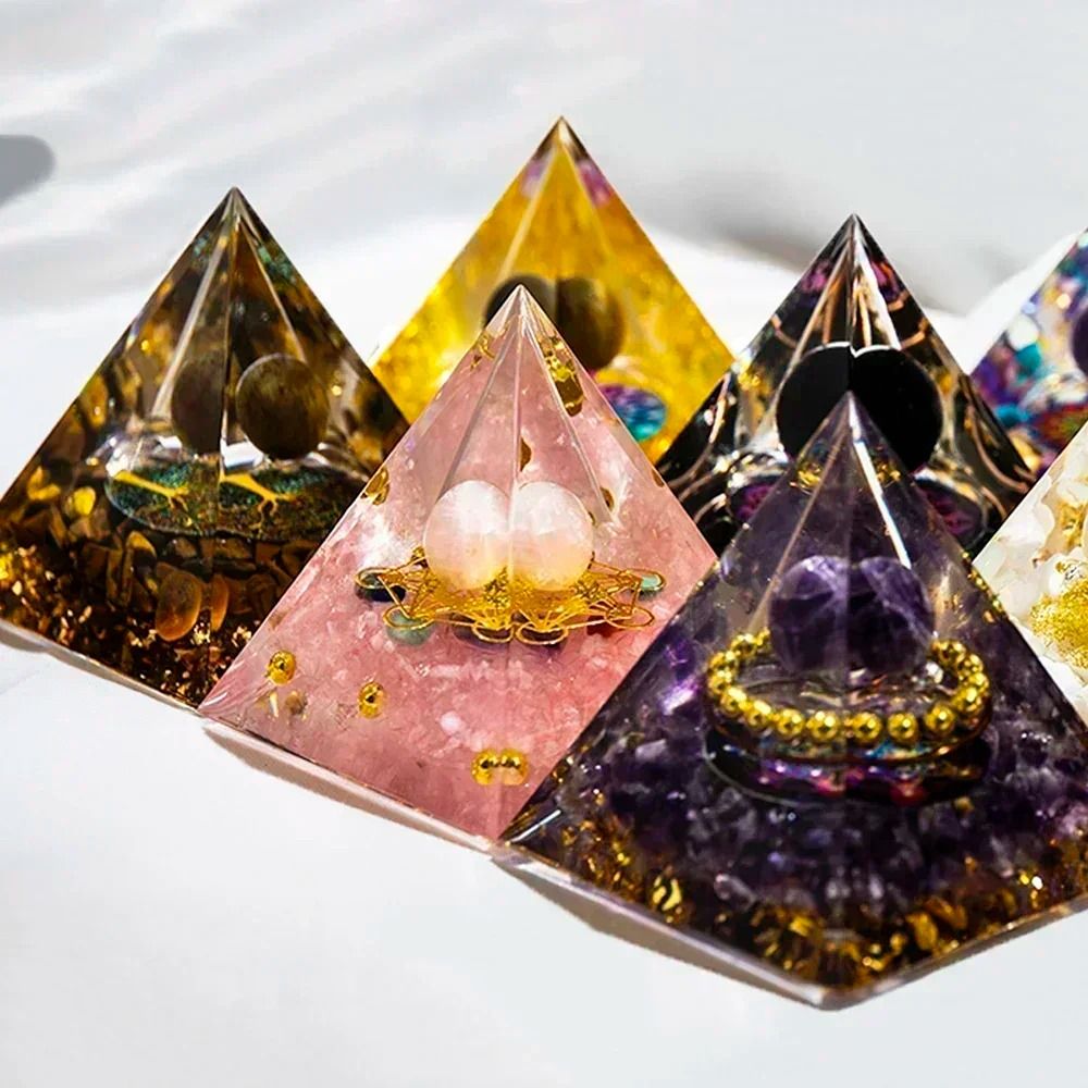 Natural Crystal Energy Pyramid Peridot Amethyst
