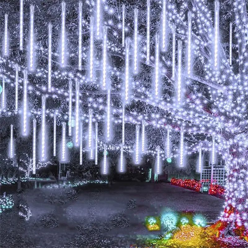 Outdoor LED Dripping Icicle Lights, Snowfall Effect Holiday Decor For Roof, Trees & More