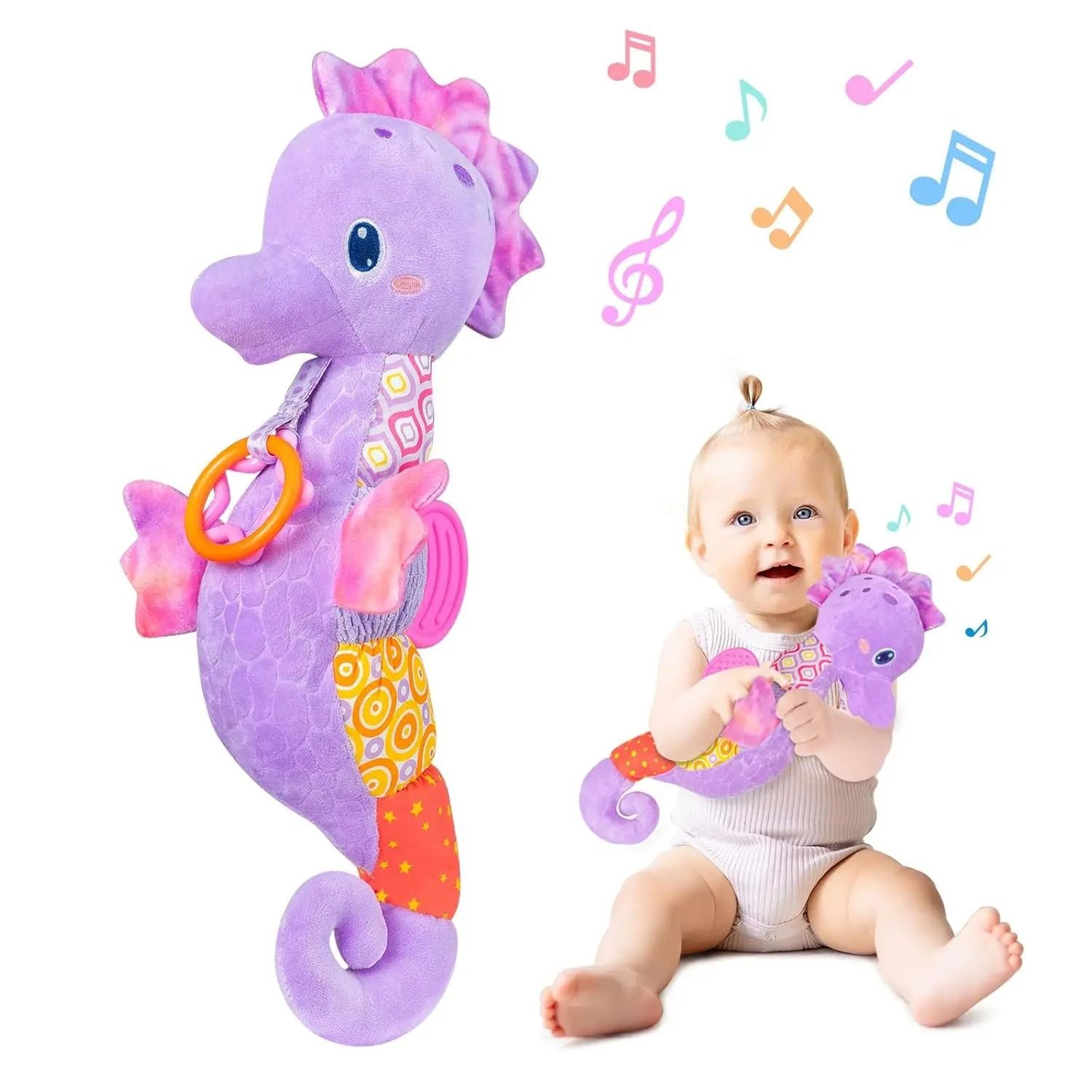 Baby Rattles Toys Soft Musical Stuffed Animal Sensory Toy