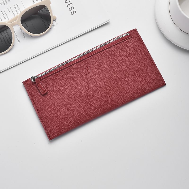 Women's Ultra-Thin Casual Zipper Wallet, New Leather Long Wallet, Soft Leather Clip Phone Holder and Cosmetic Bag