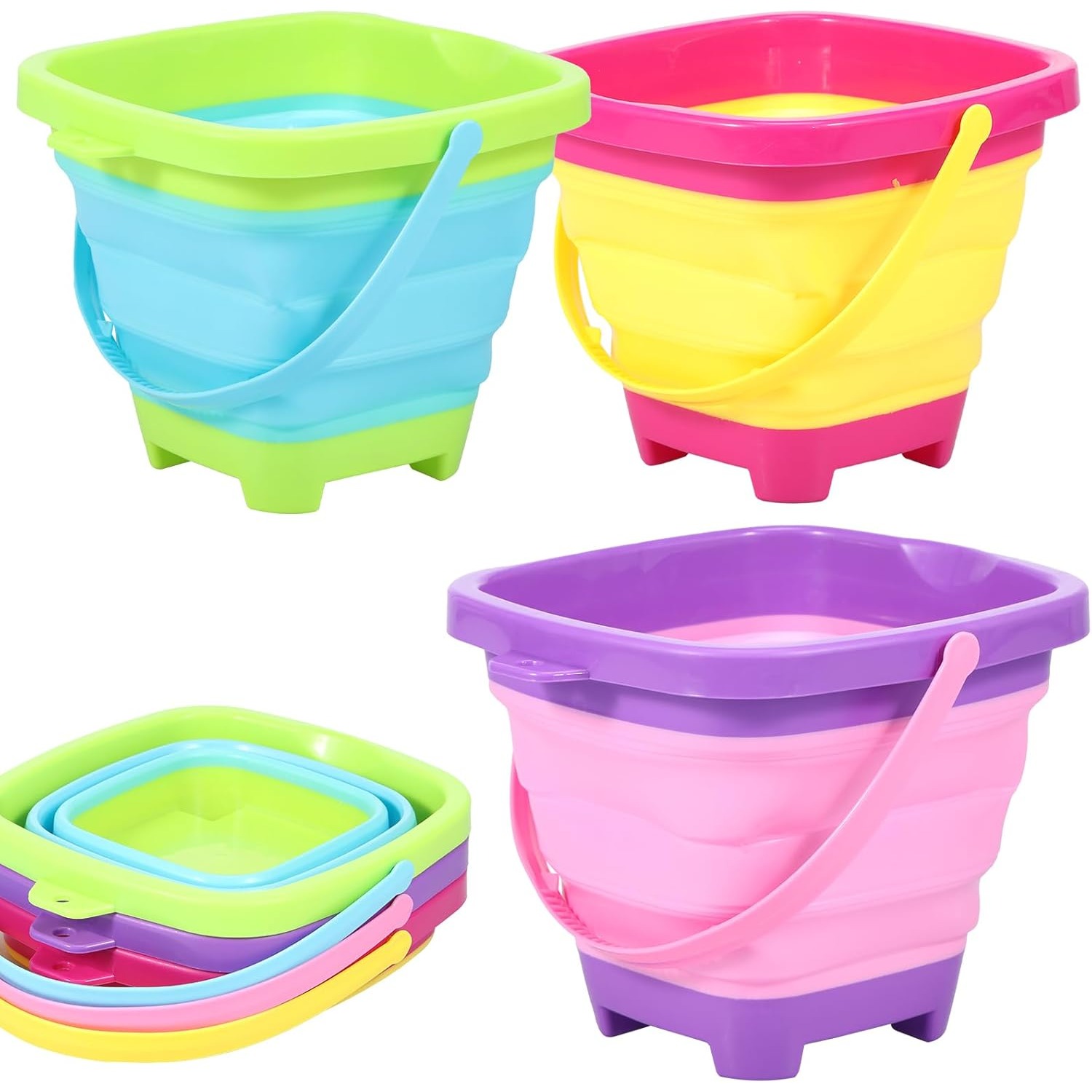 Foldable Silicone Beach Bucket for Kids – Portable, Collapsible Sand Toys for Summer Fun