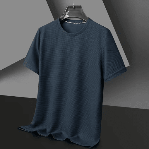 Mens Waffle Knit T Shirt Cotton Round Neck Casual Summer Top