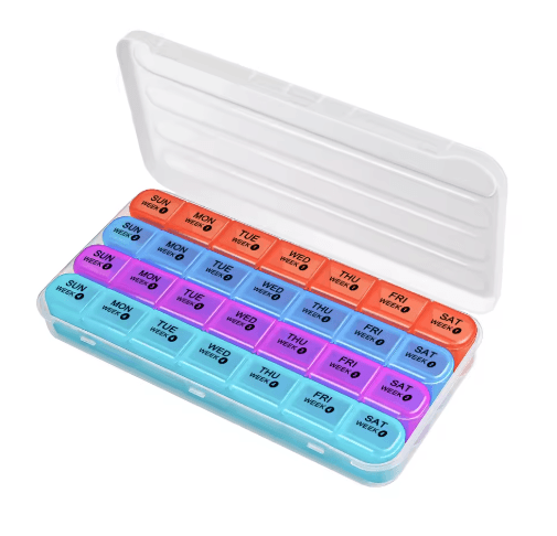 Portable Weekly Pill Organizer Case – Travel-Friendly Medication & Supplement Box