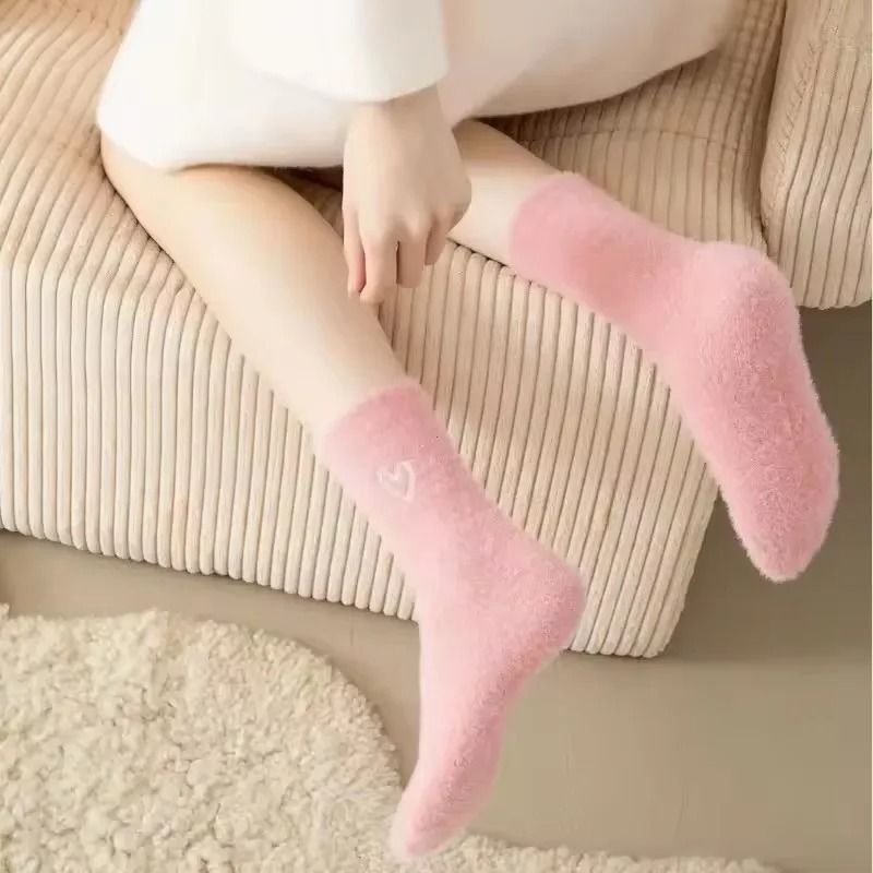 Womens Thickened Mink Fur Socks 5-Pair Set Warm Plush Home Sleepwear