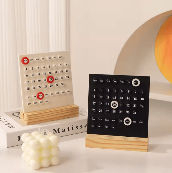 Modern Minimalist Perpetual Desk Calendar – Creative Plastic Desktop Decor for Home & Office