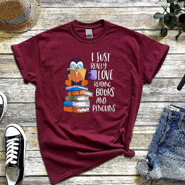 I Just Really Love Reading Books And Penguins Shirt, Book Lover Shirt, Gift For Librarian, Book Reader, Book Nerd Shirt