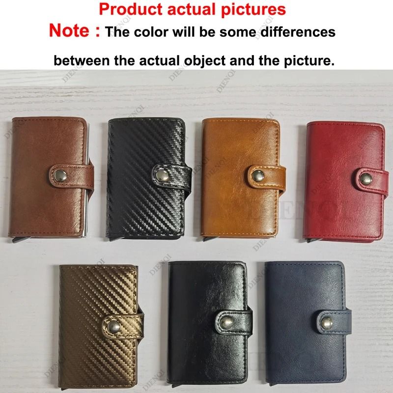 Carbon Fiber Credit Card Holder Wallet RFID Smart Metal Pop Up Wallet