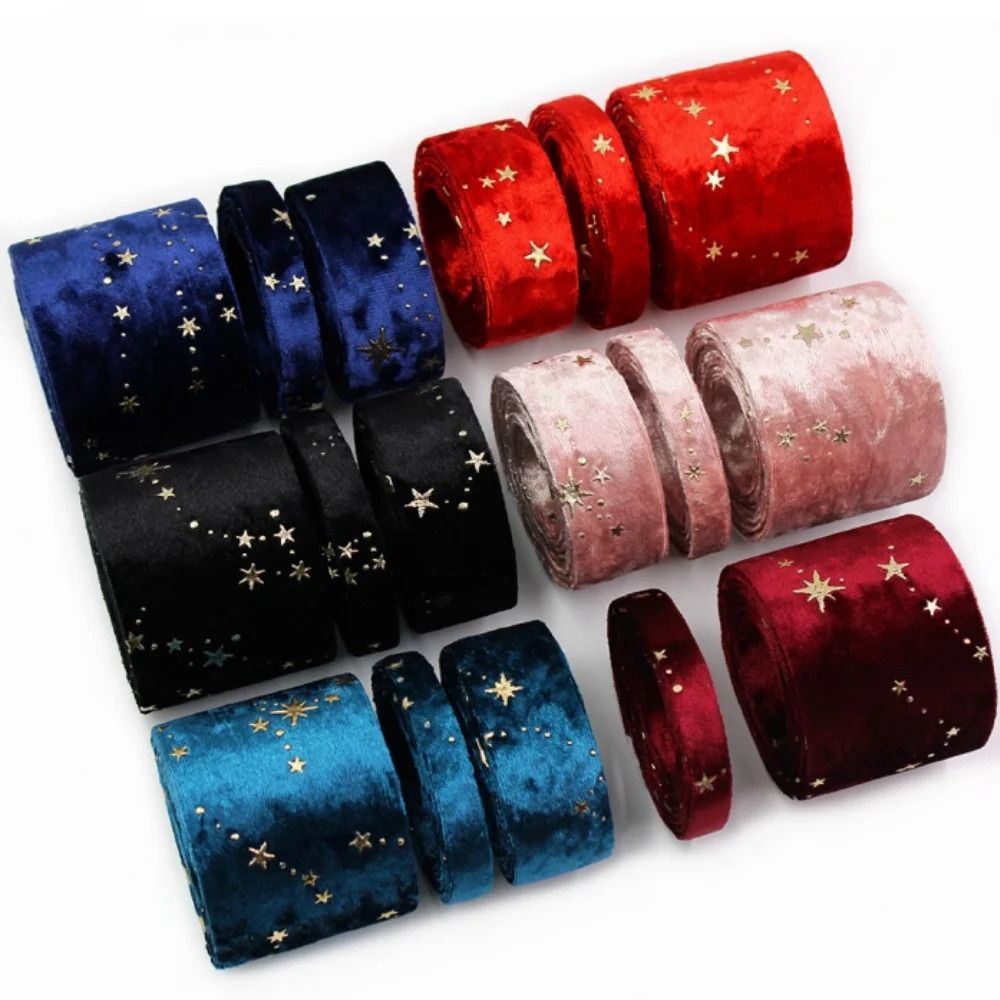 Double-Sided Star-Stamping Velvet Ribbon | Premium Wedding Bouquet & Christmas Party Decor